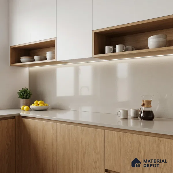 Belina Quartz QR 00216 Frosted Mocha Helsinki Series 11.5 ft x 6.5 ft Quartz - 20 mm | 10 Years of Replacement Warranty | Suitable for Kitchen, Restaurant, Counter Tops, Dining, Reception, office