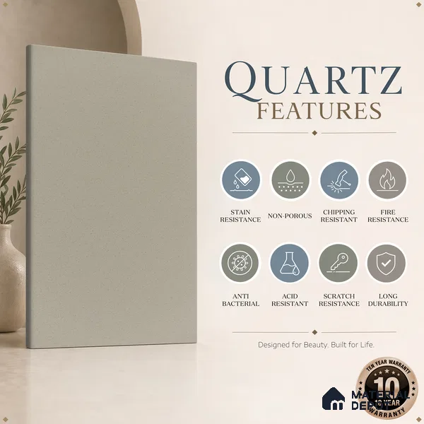 Belina Quartz QR 00216 Frosted Mocha Helsinki Series 11.5 ft x 6.5 ft Quartz - 20 mm | 10 Years of Replacement Warranty | Suitable for Kitchen, Restaurant, Counter Tops, Dining, Reception, office