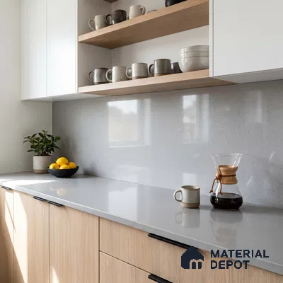 Belina Quartz QR 00217 Mist Quartz Helsinki Series 11.5 ft x 6.5 ft Quartz - 20 mm | 10 Years of Replacement Warranty | Suitable for Kitchen, Restaurant, Counter Tops, Dining, Reception, office