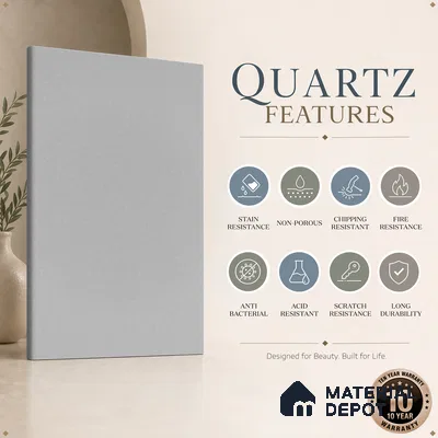 Belina Quartz QR 00217 Mist Quartz Helsinki Series 11.5 ft x 6.5 ft Quartz - 20 mm | 10 Years of Replacement Warranty | Suitable for Kitchen, Restaurant, Counter Tops, Dining, Reception, office