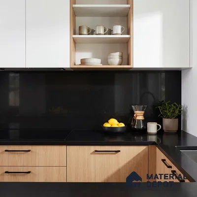 Belina Quartz QR 00219 Noir Velvet Helsinki Series 11.5 ft x 6.5 ft Quartz - 20 mm | 10 Years of Replacement Warranty | Suitable for Kitchen, Restaurant, Counter Tops, Dining, Reception, office