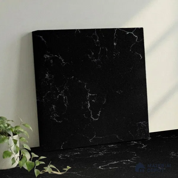 Belina Quartz QR 00221 Noir Cascade Helsinki Series 11.5 ft x 6.5 ft Quartz - 20 mm | 10 Years of Replacement Warranty | Suitable for Kitchen, Restaurant, Counter Tops, Dining, Reception, office