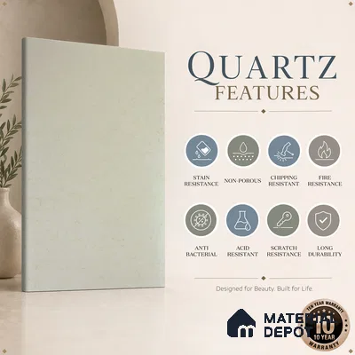 Belina Quartz QR 00222 Ivory Whisper Helsinki Series 11.5 ft x 6.5 ft Quartz - 20 mm | 10 Years of Replacement Warranty | Suitable for Kitchen, Restaurant, Counter Tops, Dining, Reception, office