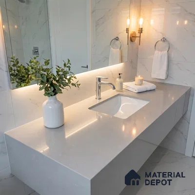 Belina Quartz QR 00223 Serene Mist Helsinki Series 11.5 ft x 6.5 ft Quartz - 20 mm | 10 Years of Replacement Warranty | Suitable for Kitchen, Restaurant, Counter Tops, Dining, Reception, office