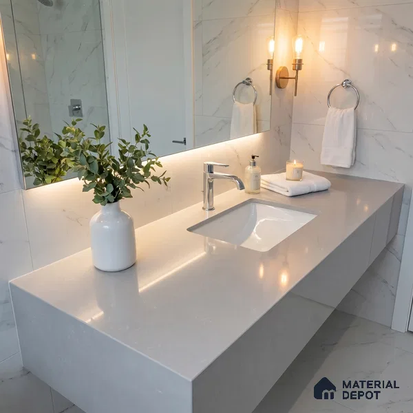 Belina Quartz QR 00223 Serene Mist Helsinki Series 11.5 ft x 6.5 ft Quartz - 20 mm | 10 Years of Replacement Warranty | Suitable for Kitchen, Restaurant, Counter Tops, Dining, Reception, office