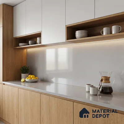 Belina Quartz QR 00223 Serene Mist Helsinki Series 11.5 ft x 6.5 ft Quartz - 20 mm | 10 Years of Replacement Warranty | Suitable for Kitchen, Restaurant, Counter Tops, Dining, Reception, office