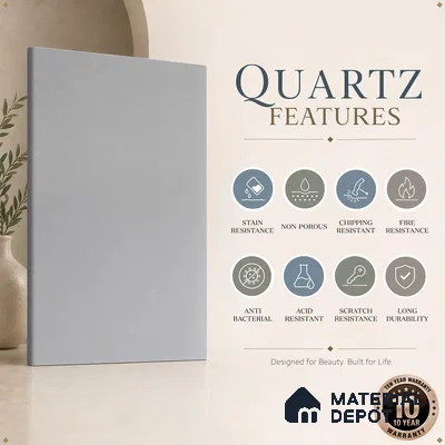Belina Quartz QR 00223 Serene Mist Helsinki Series 11.5 ft x 6.5 ft Quartz - 20 mm | 10 Years of Replacement Warranty | Suitable for Kitchen, Restaurant, Counter Tops, Dining, Reception, office