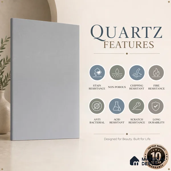 Belina Quartz QR 00223 Serene Mist Helsinki Series 11.5 ft x 6.5 ft Quartz - 20 mm | 10 Years of Replacement Warranty | Suitable for Kitchen, Restaurant, Counter Tops, Dining, Reception, office
