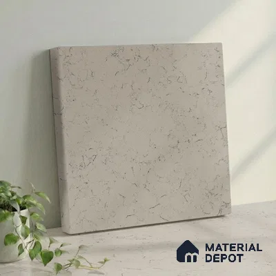Belina Quartz QR 00224 Frosted Veil Helsinki Series 11.5 ft x 6.5 ft Quartz - 20 mm | 10 Years of Replacement Warranty | Suitable for Kitchen, Restaurant, Counter Tops, Dining, Reception, office