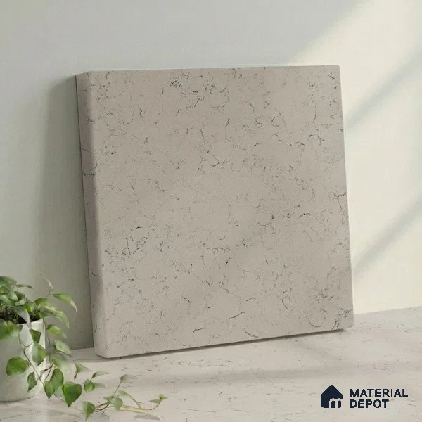Belina Quartz QR 00224 Frosted Veil Helsinki Series 11.5 ft x 6.5 ft Quartz - 20 mm | 10 Years of Replacement Warranty | Suitable for Kitchen, Restaurant, Counter Tops, Dining, Reception, office