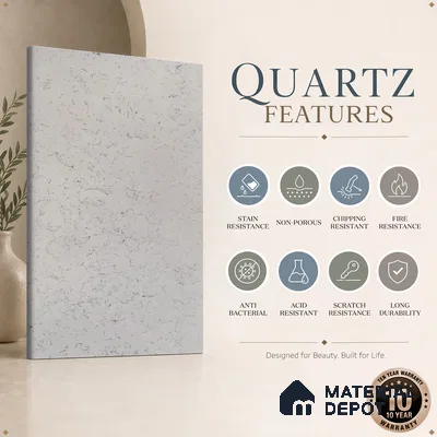 Belina Quartz QR 00225 Frosted Ink Helsinki Series 11.5 ft x 6.5 ft Quartz - 20 mm | 10 Years of Replacement Warranty | Suitable for Kitchen, Restaurant, Counter Tops, Dining, Reception, office
