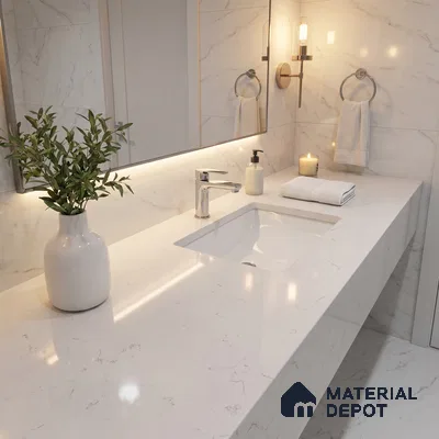Belina Quartz QR 00227 Frosted Cascade Helsinki Series 11.5 ft x 6.5 ft Quartz - 20 mm | 10 Years of Replacement Warranty | Suitable for Kitchen, Restaurant, Counter Tops, Dining, Reception, office