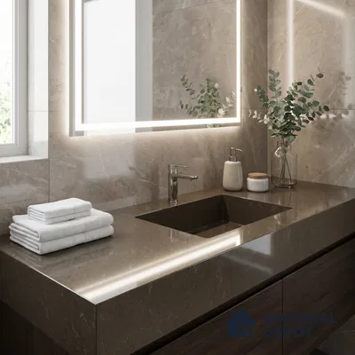 Belina Quartz QR 00229 Umber Veil Helsinki Series 11.5 ft x 6.5 ft Quartz - 20 mm | 10 Years of Replacement Warranty | Suitable for Kitchen, Restaurant, Counter Tops, Dining, Reception, office