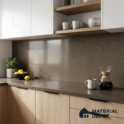 Belina Quartz QR 00229 Umber Veil Helsinki Series 11.5 ft x 6.5 ft Quartz - 20 mm | 10 Years of Replacement Warranty | Suitable for Kitchen, Restaurant, Counter Tops, Dining, Reception, office