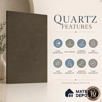 Belina Quartz QR 00229 Umber Veil Helsinki Series 11.5 ft x 6.5 ft Quartz - 20 mm | 10 Years of Replacement Warranty | Suitable for Kitchen, Restaurant, Counter Tops, Dining, Reception, office
