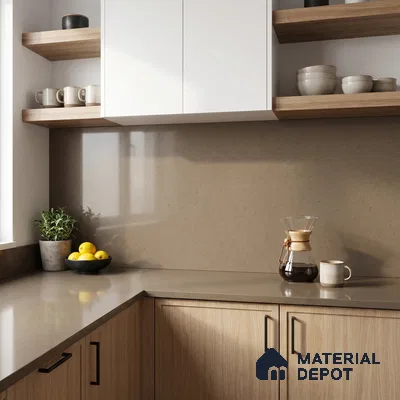 Belina Quartz QR 00231 Coastal Taupe Helsinki Series 11.5 ft x 6.5 ft Quartz - 20 mm | 10 Years of Replacement Warranty | Suitable for Kitchen, Restaurant, Counter Tops, Dining, Reception, office