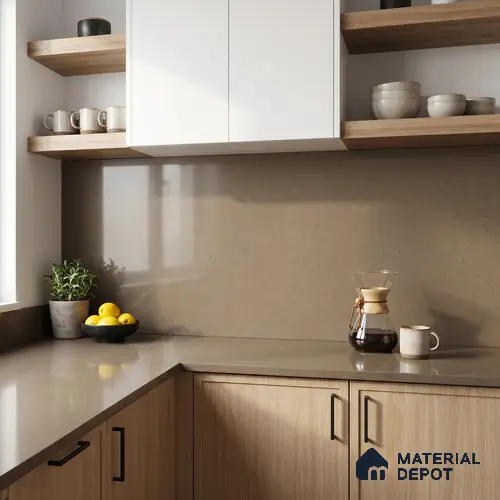 Belina Quartz QR 00231 Coastal Taupe Helsinki Series 11.5 ft x 6.5 ft Quartz - 20 mm | 10 Years of Replacement Warranty | Suitable for Kitchen, Restaurant, Counter Tops, Dining, Reception, office