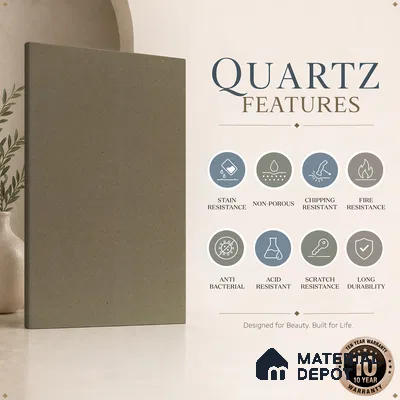 Belina Quartz QR 00231 Coastal Taupe Helsinki Series 11.5 ft x 6.5 ft Quartz - 20 mm | 10 Years of Replacement Warranty | Suitable for Kitchen, Restaurant, Counter Tops, Dining, Reception, office