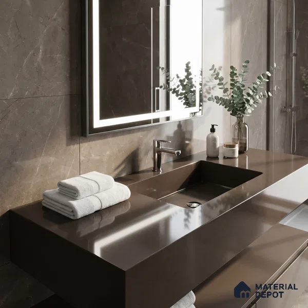 Belina Quartz QR 00232 Umber Mist Helsinki Series 11.5 ft x 6.5 ft Quartz - 20 mm | 10 Years of Replacement Warranty | Suitable for Kitchen, Restaurant, Counter Tops, Dining, Reception, office