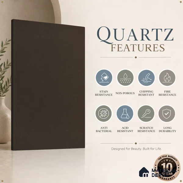 Belina Quartz QR 00232 Umber Mist Helsinki Series 11.5 ft x 6.5 ft Quartz - 20 mm | 10 Years of Replacement Warranty | Suitable for Kitchen, Restaurant, Counter Tops, Dining, Reception, office