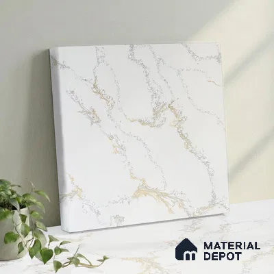 Belina Quartz QR 00233 Sunlit Cascade Helsinki Series 11.5 ft x 6.5 ft Quartz - 20 mm | 10 Years of Replacement Warranty | Suitable for Kitchen, Restaurant, Counter Tops, Dining, Reception, office