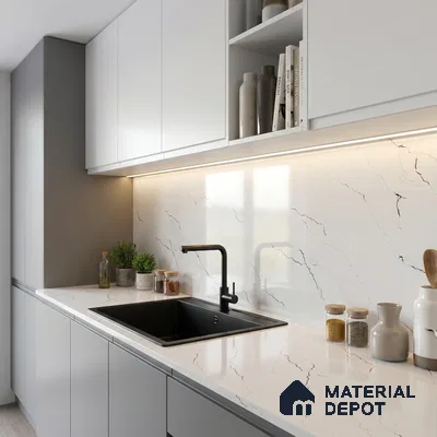 Belina Quartz QR 00234 Copper Vein Helsinki Series 11.5 ft x 6.5 ft Quartz - 20 mm | 10 Years of Replacement Warranty | Suitable for Kitchen, Restaurant, Counter Tops, Dining, Reception, office