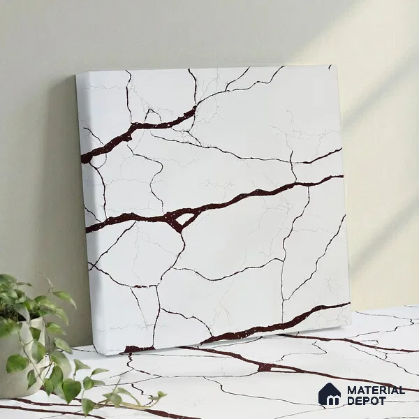 Belina Quartz QR 00235 Sienna Vein Helsinki Series 11.5 ft x 6.5 ft Quartz - 20 mm | 10 Years of Replacement Warranty | Suitable for Kitchen, Restaurant, Counter Tops, Dining, Reception, office