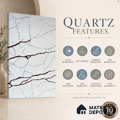 Belina Quartz QR 00235 Sienna Vein Helsinki Series 11.5 ft x 6.5 ft Quartz - 20 mm | 10 Years of Replacement Warranty | Suitable for Kitchen, Restaurant, Counter Tops, Dining, Reception, office