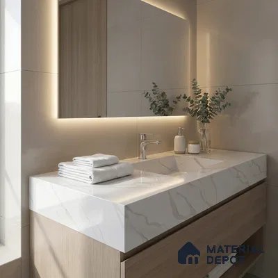Belina Quartz QR 00236 Angelique Vein Helsinki Series 11.5 ft x 6.5 ft Quartz - 20 mm | 10 Years of Replacement Warranty | Suitable for Kitchen, Restaurant, Counter Tops, Dining, Reception, office