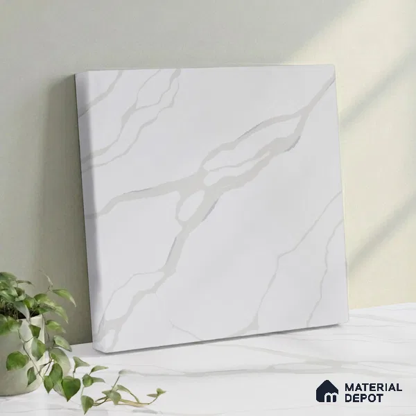Belina Quartz QR 00236 Angelique Vein Helsinki Series 11.5 ft x 6.5 ft Quartz - 20 mm | 10 Years of Replacement Warranty | Suitable for Kitchen, Restaurant, Counter Tops, Dining, Reception, office