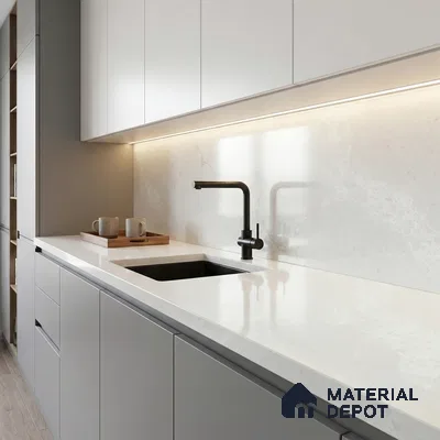 Belina Quartz QR 00241 Frosted Cloud Helsinki Series 11.5 ft x 6.5 ft Quartz - 20 mm | 10 Years of Replacement Warranty | Suitable for Kitchen, Restaurant, Counter Tops, Dining, Reception, office