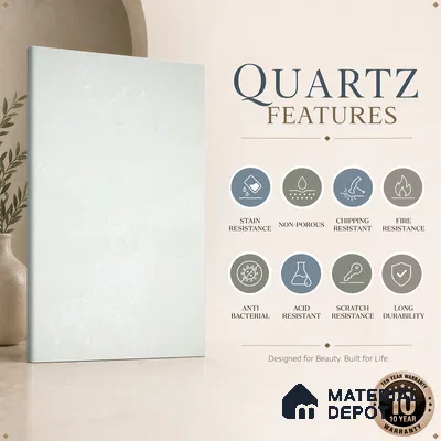 Belina Quartz QR 00241 Frosted Cloud Helsinki Series 11.5 ft x 6.5 ft Quartz - 20 mm | 10 Years of Replacement Warranty | Suitable for Kitchen, Restaurant, Counter Tops, Dining, Reception, office