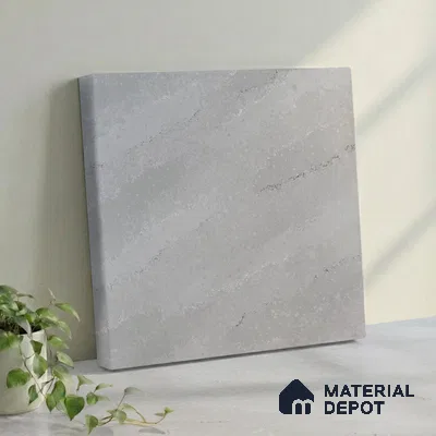 Belina Quartz QR 00242 Silver Drift Helsinki Series 11.5 ft x 6.5 ft Quartz - 20 mm | 10 Years of Replacement Warranty | Suitable for Kitchen, Restaurant, Counter Tops, Dining, Reception, office