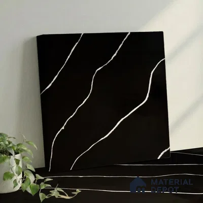 Belina Quartz QR 00243 Noir Cascade Helsinki Series 11.5 ft x 6.5 ft Quartz - 20 mm | 10 Years of Replacement Warranty | Suitable for Kitchen, Restaurant, Counter Tops, Dining, Reception, office