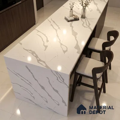 Belina Quartz QR 00244 Serene Cascade Helsinki Series 11.5 ft x 6.5 ft Quartz - 20 mm | 10 Years of Replacement Warranty | Suitable for Kitchen, Restaurant, Counter Tops, Dining, Reception, office