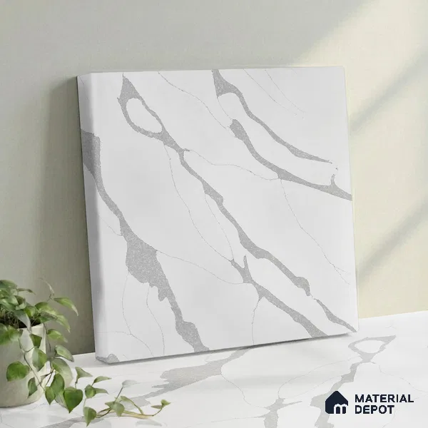 Belina Quartz QR 00244 Serene Cascade Helsinki Series 11.5 ft x 6.5 ft Quartz - 20 mm | 10 Years of Replacement Warranty | Suitable for Kitchen, Restaurant, Counter Tops, Dining, Reception, office