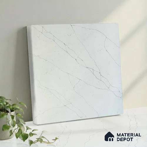 Belina Quartz QR 00245 Ivory Cascade Helsinki Series 11.5 ft x 6.5 ft Quartz - 20 mm | 10 Years of Replacement Warranty | Suitable for Kitchen, Restaurant, Counter Tops, Dining, Reception, office
