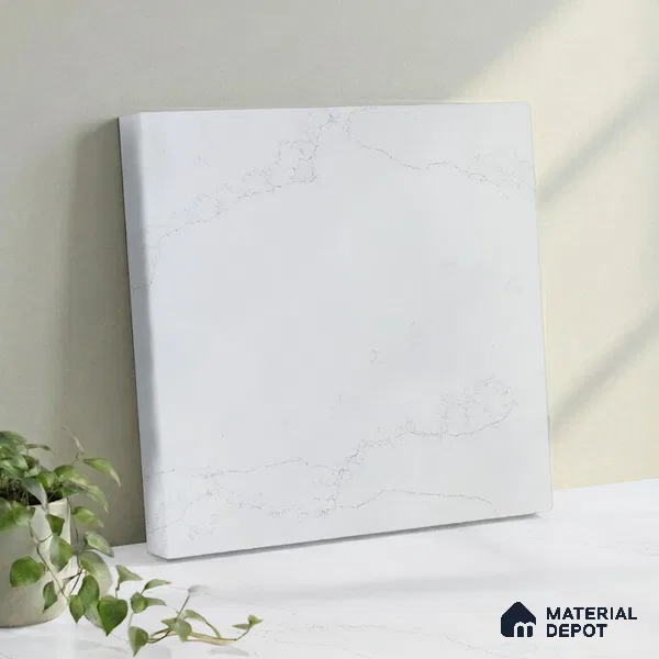 Belina Quartz QR 00246 Mistline Vein Helsinki Series 11.5 ft x 6.5 ft Quartz - 20 mm | 10 Years of Replacement Warranty | Suitable for Kitchen, Restaurant, Counter Tops, Dining, Reception, office