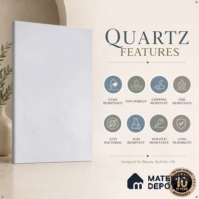 Belina Quartz QR 00247 Serene Veil Helsinki Series 11.5 ft x 6.5 ft Quartz - 20 mm | 10 Years of Replacement Warranty | Suitable for Kitchen, Restaurant, Counter Tops, Dining, Reception, office