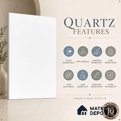 Belina Quartz QR 00250 Frosted Pearl Helsinki Series 11.5 ft x 6.5 ft Quartz - 20 mm | 10 Years of Replacement Warranty | Suitable for Kitchen, Restaurant, Counter Tops, Dining, Reception, office