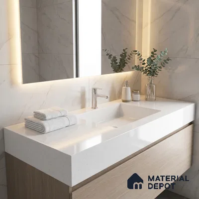 Belina Quartz QR 00251 Ivory Whisper Helsinki Series 11.5 ft x 6.5 ft Quartz - 20 mm | 10 Years of Replacement Warranty | Suitable for Kitchen, Restaurant, Counter Tops, Dining, Reception, office