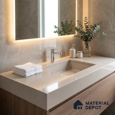 Belina Quartz QR 00252 Ivory Cloud Helsinki Series 11.5 ft x 6.5 ft Quartz - 20 mm | 10 Years of Replacement Warranty | Suitable for Kitchen, Restaurant, Counter Tops, Dining, Reception, office