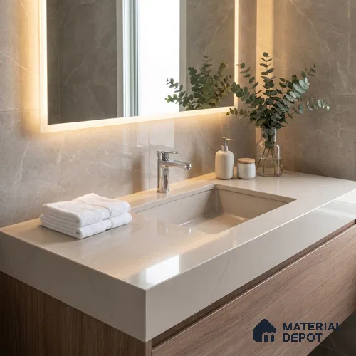 Belina Quartz QR 00252 Ivory Cloud Helsinki Series 11.5 ft x 6.5 ft Quartz - 20 mm | 10 Years of Replacement Warranty | Suitable for Kitchen, Restaurant, Counter Tops, Dining, Reception, office