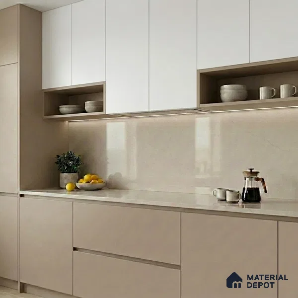 Belina Quartz QR 00252 Ivory Cloud Helsinki Series 11.5 ft x 6.5 ft Quartz - 20 mm | 10 Years of Replacement Warranty | Suitable for Kitchen, Restaurant, Counter Tops, Dining, Reception, office