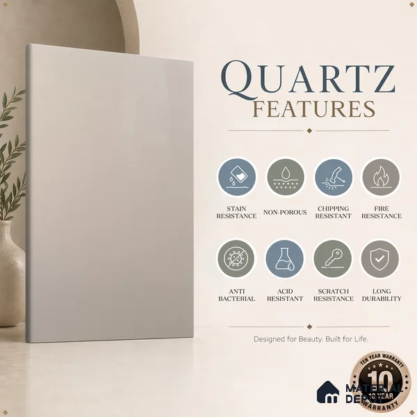 Belina Quartz QR 00252 Ivory Cloud Helsinki Series 11.5 ft x 6.5 ft Quartz - 20 mm | 10 Years of Replacement Warranty | Suitable for Kitchen, Restaurant, Counter Tops, Dining, Reception, office