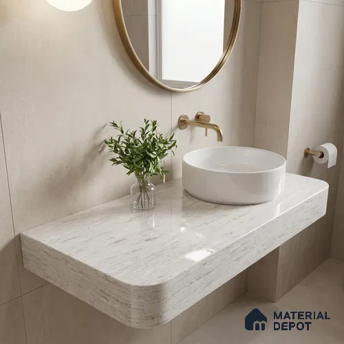 Belina Quartz QR 00253 Sable Drift Helsinki Series 11.42 ft x 6.6 ft Quartz - 20 mm | 10 Years and Replacement Warranty | Suitable for Kitchen, Restaurant, Counter Tops, Dining, Reception, office
