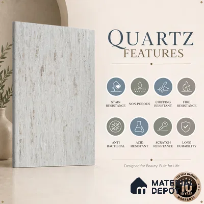 Belina Quartz QR 00253 Sable Drift Helsinki Series 11.42 ft x 6.6 ft Quartz - 20 mm | 10 Years and Replacement Warranty | Suitable for Kitchen, Restaurant, Counter Tops, Dining, Reception, office