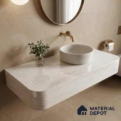 Belina Quartz QR 00254 Ivory Drift Helsinki Series 11.42 ft x 6.6 ft Quartz - 20 mm | 10 Years and Replacement Warranty | Suitable for Kitchen, Restaurant, Counter Tops, Dining, Reception, office