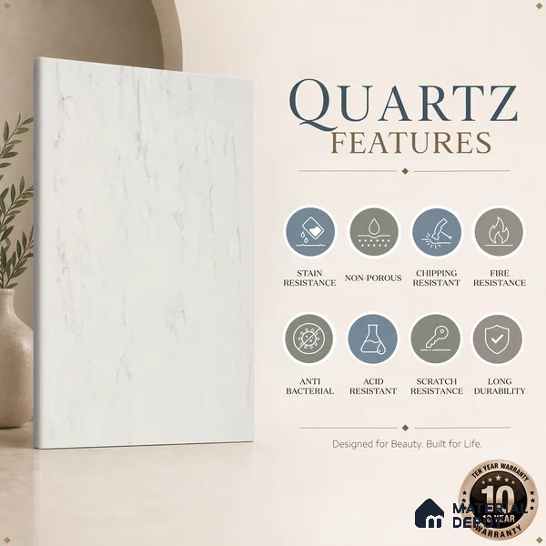 Belina Quartz QR 00257 Ivory Drift Helsinki Series 11.42 ft x 6.6 ft Quartz - 20 mm | 10 Years and Replacement Warranty | Suitable for Kitchen, Restaurant, Counter Tops, Dining, Reception, office