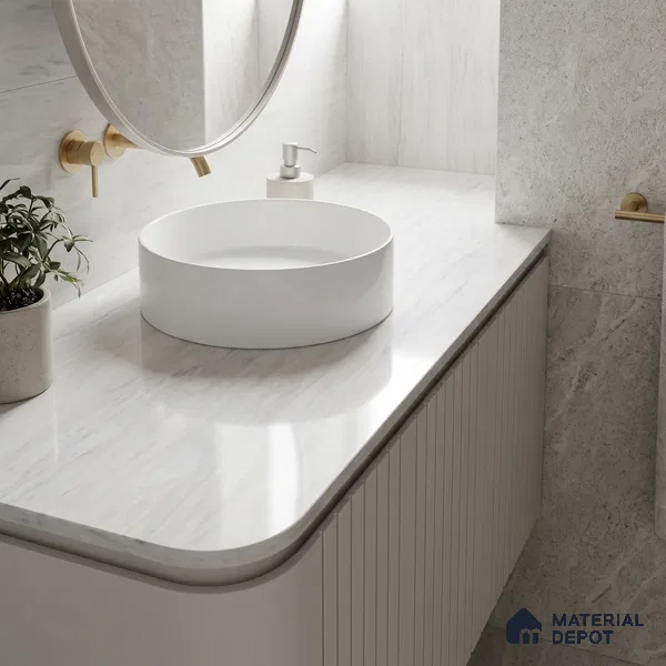 Belina Quartz QR 00258 Silver Drift Helsinki Series 11.42 ft x 6.6 ft Quartz - 20 mm | 10 Years and Replacement Warranty | Suitable for Kitchen, Restaurant, Counter Tops, Dining, Reception, office